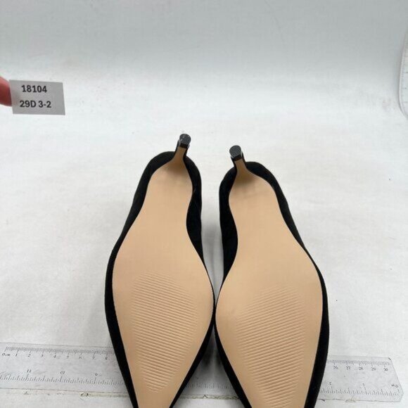 FSJ Women Classic Kitten Heels Pointy Closed Toe Pumps Slip On Office Black - Picture 7 of 8